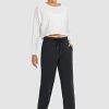 Women's Cotton Sweatpants Yoga Lounge Casual Pants Open Bottom Sweat Pants for Women with Pockets