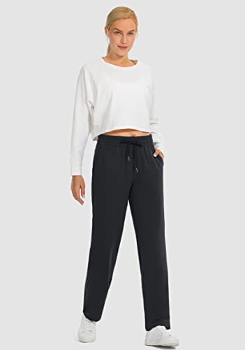 Women's Cotton Sweatpants Yoga Lounge Casual Pants Open Bottom Sweat Pants for Women with Pockets