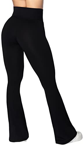 Flare Leggings, Crossover Yoga Pants with Tummy Control, High-Waisted and Wide Leg
