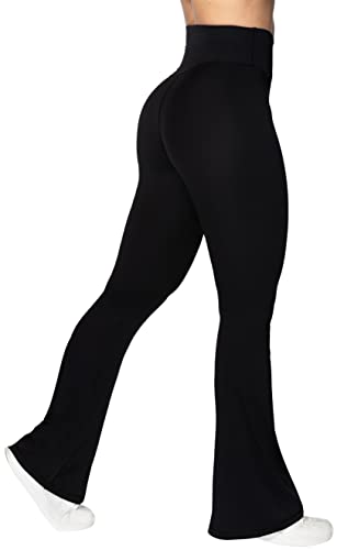 Flare Leggings, Crossover Yoga Pants with Tummy Control, High-Waisted and Wide Leg
