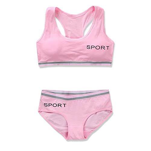 Soft Cotton Elastic Breathable Training Bra and Underwear Set for Teen Girls 8-18 Years Old
