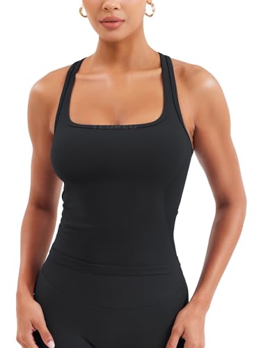 Esteile Workout Tank Tops for Women Square Neck Sleeveless Camisole Tops Seamless Racerback Gym Athletic Yoga Shirts