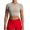 Short Sleeve Crop Tops for Women Classic Longline Baby Tee Workout T Shirt Top