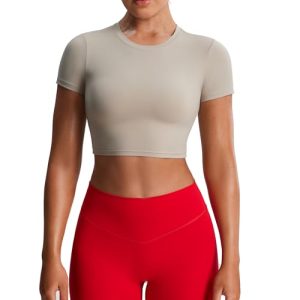 Short Sleeve Crop Tops for Women Classic Longline Baby Tee Workout T Shirt Top