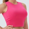 Women's Workout Crop Tops Sleeveless Yoga Running Shirts Athletic Tank Top No Padding