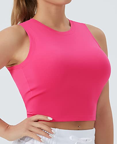 Women's Workout Crop Tops Sleeveless Yoga Running Shirts Athletic Tank Top No Padding