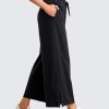 Lightweight Wide Leg Cropped Pants for Women 25" High Waisted Loose Casual Lounge Travel Work Sweatpants Summer