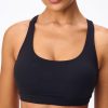 Women's Strappy Sports Bras Light Compression Crop Criss Cross Back Padded Workout Yoga Bra Supportive U Neckline