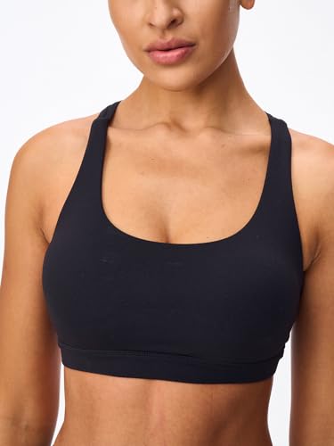 Women's Strappy Sports Bras Light Compression Crop Criss Cross Back Padded Workout Yoga Bra Supportive U Neckline