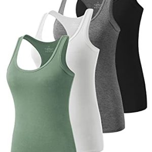 Workout Tank Tops for Women Racerback Yoga Tanks Basic Athletic Activewear-4 Packs