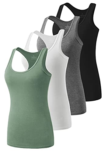 Workout Tank Tops for Women Racerback Yoga Tanks Basic Athletic Activewear-4 Packs