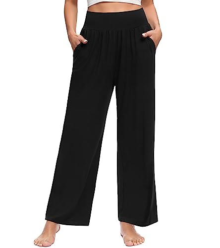 Womens Wide Leg Yoga Pants High Waisted Comfy Casual Loose Pants Workout Plus Size Lounge Sweatpants with Pockets