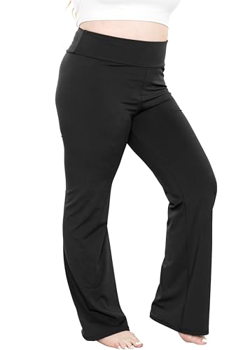 Women Plus Size High Waist Ultra Flex Capri and Full-Length Bootcut Yoga Pants | Comfy Leggings | XL-7X