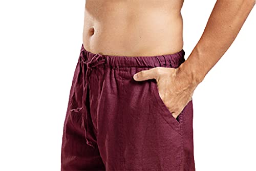 Qiuse Men's Casual Loose Fit Straight-Legs Stretchy Waist Beach Pants