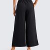 Lightweight Wide Leg Cropped Pants for Women 25" High Waisted Loose Casual Lounge Travel Work Sweatpants Summer