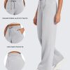 Flurrylux Fleece Lined Sweatpants Women Cotton Wide Leg Pants with Pockets Lounge Casual