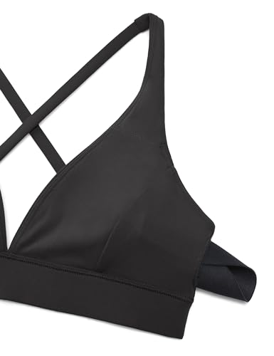 318eHbv57yL.jpg Butterluxe Deep V-Neck Sports Bras for Women - Spaghetti Strap Criss Cross Padded Top Low Coverage Wireless Yoga