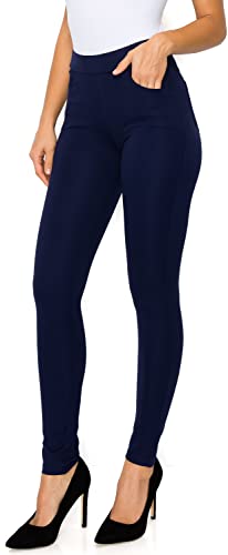 Women's Pull-On Ponte Pants – High Waist Slim or Flared Trousers with Tummy Control for Work or Casual Wear