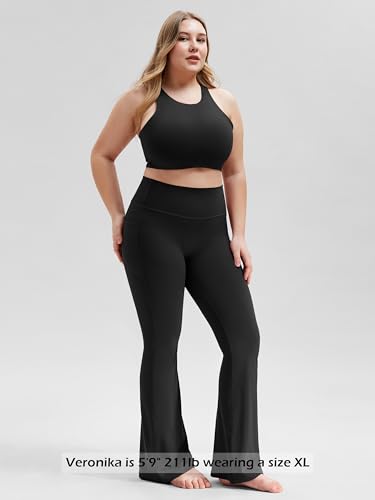 319JkS5KQPL.jpg Cloud Feeling Flared Pants with Pocket for Women High Waist Casual Bootcut Yoga Pants, 30"/32" Inseam