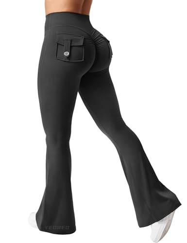 319tlU-FnoL.jpg CoreFlex Flare Leggings with Pockets for Women Scrunch Workout Leggings Butt Lifting Gym Yoga Pants