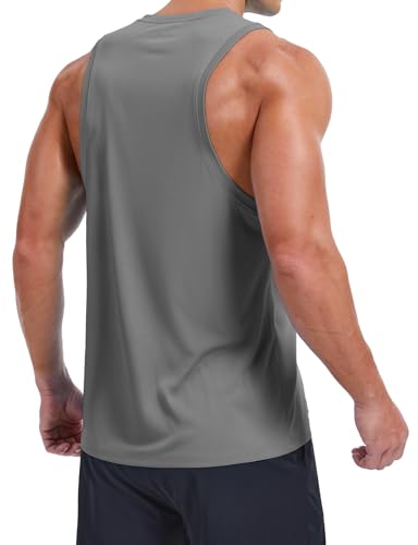 Men's Tank Top Sleeveless Muscle Shirts Quick Dry Workout Gym Cut Off Shirt Lightweight Summer Bodybuilding Tee