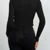Womens Wrap Tie Tops Y2k Long Sleeve Ballet Pilates Yoga Workout Wrap Shirts Deep V Neck Casual Tops