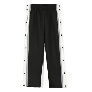 Basketball Tear Away Pants for Men High Split Snap Button Post Surgery Casual Wide Leg Sweatpants with Pockets