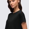 Women's Pima Cotton Workout Short Sleeve Shirts Loose Athletic Crop Tops Gym Casual Cropped T-Shirt
