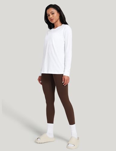 Pima Cotton Workout Long Sleeve Shirts for Women Crew Neck Athletic Basic Shirts Casual Tops