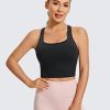 Butterluxe Womens Y-Back Racerback Longline Sports Bra - Padded Scoop Neck Workout Crop Tank Top with Built in Pads