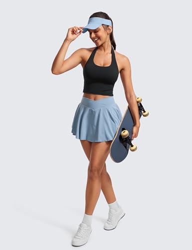 Womens Butterluxe Halter Longline Sports Bra - Padded Workout Yoga Crop Tops Tanks with Built in Pads