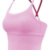 Women's Racerback Tank Top Criss Cross Spaghetti Strap Padded Strappy Longline Workout Gym Tops