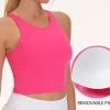 Women's Sports Bra Sleeveless Workout Tank Tops Running Yoga Cropped Tops with Removable Padded