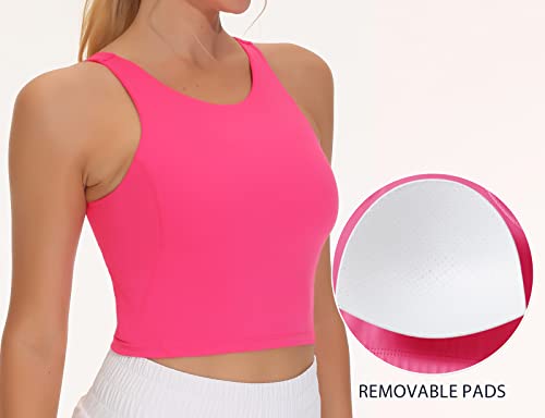 Women's Sports Bra Sleeveless Workout Tank Tops Running Yoga Cropped Tops with Removable Padded