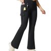 Flare Leggings for Women Yoga Crossover High Waist Pants with Tummy Control Workout Cargo with 5 Pockets Bootcut Leggings