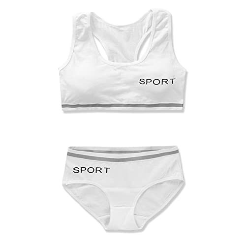 Soft Cotton Elastic Breathable Training Bra and Underwear Set for Teen Girls 8-18 Years Old