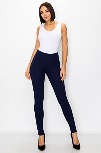 Women's Pull-On Ponte Pants – High Waist Slim or Flared Trousers with Tummy Control for Work or Casual Wear