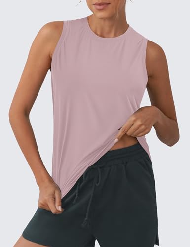 Women's Summer Workout Tops Sleeveless Racerback Athletic Tank Top High Neck Loose Fit Running Gym Yoga Shirts