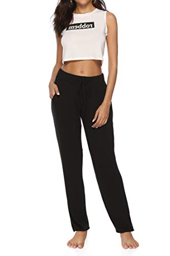 Womens Yoga Pants Wide Leg Comfy Drawstring Loose Straight Lounge Running Workout Legging