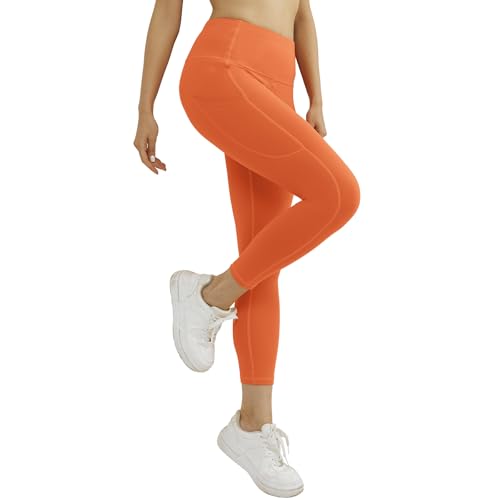 Womens High Waisted Active Yoga Pants with Pockets Tummy Control Workout Buttery Soft Leggings