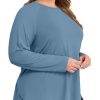 Plus Size Workout Tops for Women Long Sleeve Athletic Shirts Breathable Running Yoga Gym Clothes with Side Slits
