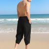 31LdOUxA6gL.jpg Men's Linen Yoga Pants Casual Beach Loose 3/4 Harem Trousers Summer Elastic Drawstring Capri Pants