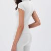 31LzW6YStL.jpg Womens Lightweight Full Zip Active Running Track Jacket Workout Short Sleeve Top Slim Fit Yoga Sportswear