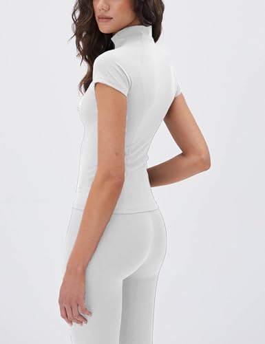 31LzW6YStL.jpg Womens Lightweight Full Zip Active Running Track Jacket Workout Short Sleeve Top Slim Fit Yoga Sportswear