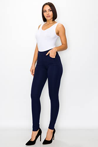 Women's Pull-On Ponte Pants – High Waist Slim or Flared Trousers with Tummy Control for Work or Casual Wear