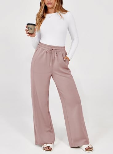 31MMj90yyRL.jpg Women's Wide Leg Pants 2025 Flowy Casual Pants Straight Leg Elastic Waisted Stretch Palazzo Pants