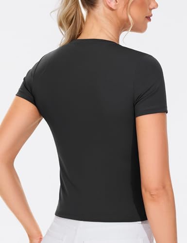 Women's Workout Tops Short Sleeve Slim Fit Breathable Athletic Yoga Running Casual Basic Tee Shirts