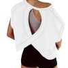 Women's Open Back Workout Top - Short Sleeve Yoga Crop Shirt, Loose Yoga Gym Crop Top