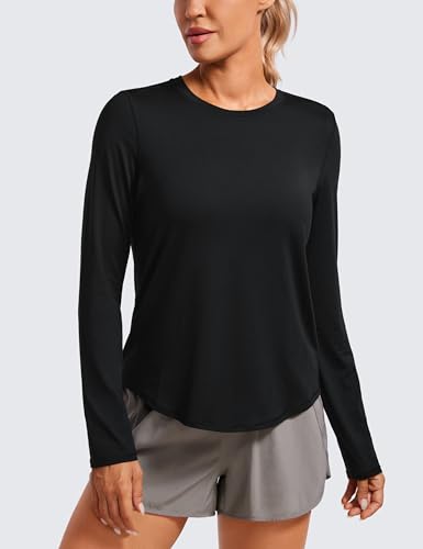 Lightweight Long Sleeve Workout Shirts for Women Gym Running Fall Tshirts High Neck Athletic Training Tops