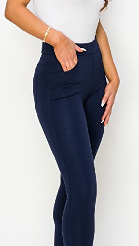 Women's Pull-On Ponte Pants – High Waist Slim or Flared Trousers with Tummy Control for Work or Casual Wear